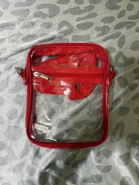 Clear Crossbody Bag with Red Trim